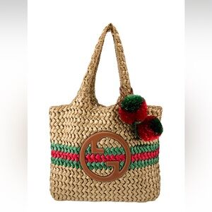 Gucci GG Raffia Blondie NM Tote + COA